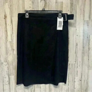 Just Fab Women's M Pencil Skirt Knee Length Side Slit With Silver Buckle